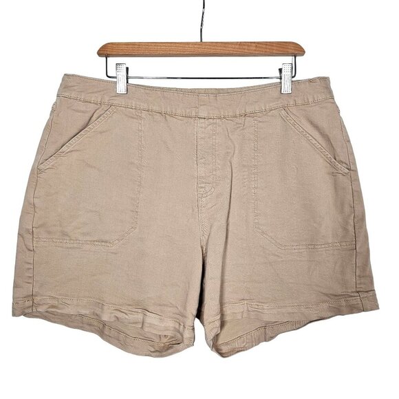 Nautica Jeans Chino Twill Shorts Pull On Stretch Hi-Rise Pockets Beige Womens XL - Picture 10 of 10